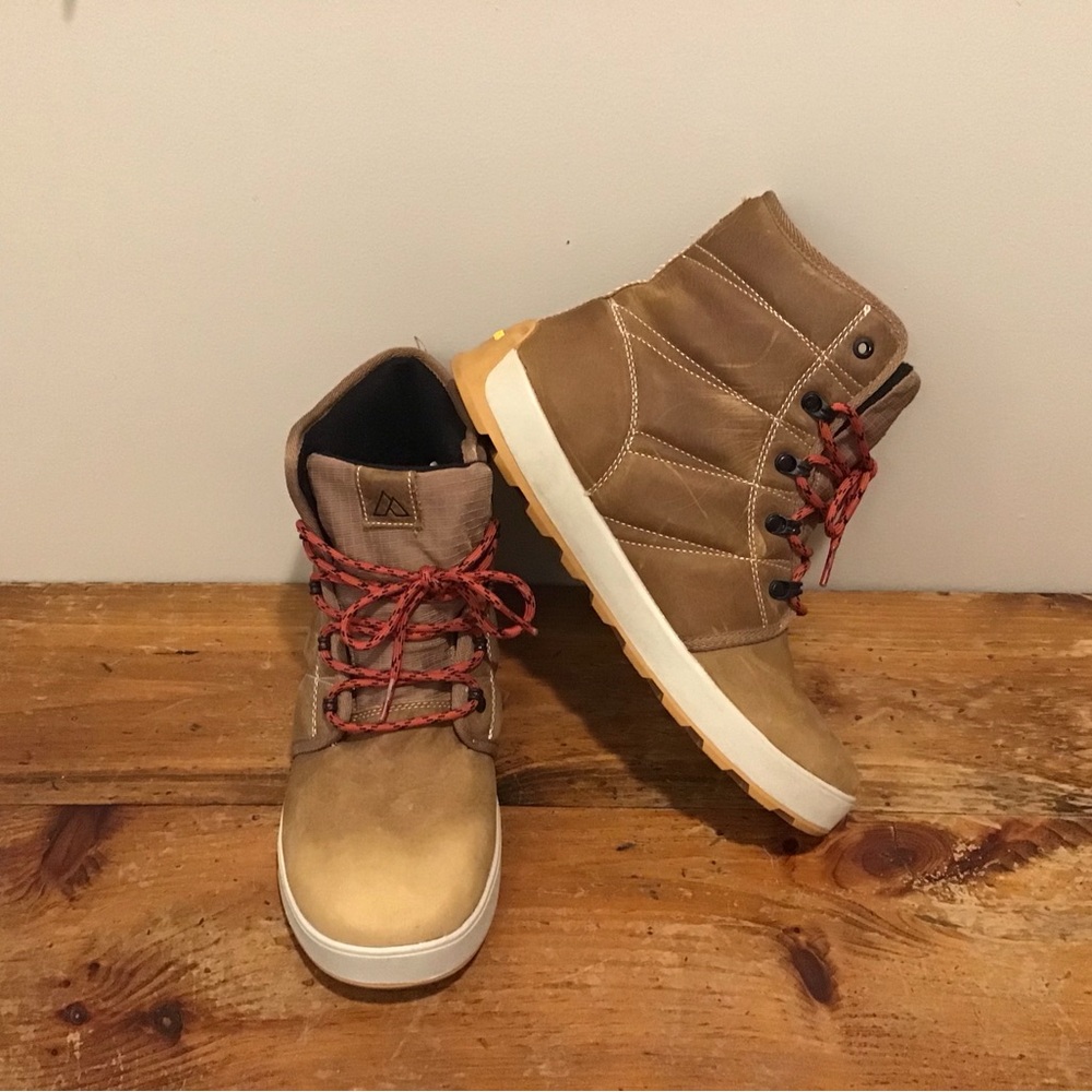 Casual Tan Lace-Up Boots with Orange Accents